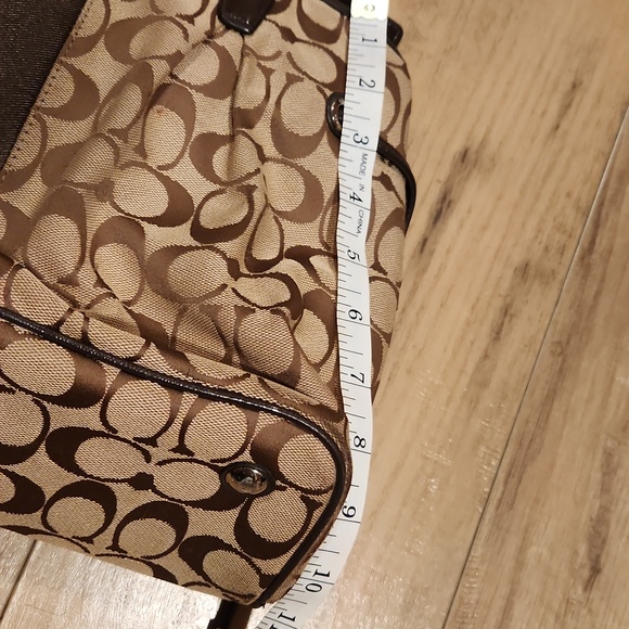 Coach Brown Signature Stripe Drawstring Carryall with Dark Brown Trim - Picture 9 of 10